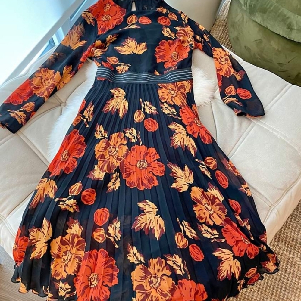 Iso zara midi pleated dress xs